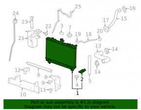 Water cooling radiator for Chevrolet Camaro 12-15 SS, 6.2, manual transmission