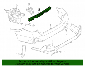 Rear bumper mount center BMW 5 G60 24-25 With m sport pack, cover and components, With m sport trim, bumper support