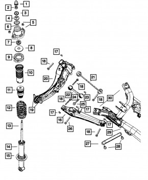 Jeep Compass 11-16 rear right shock absorber assembly