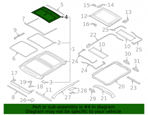 Sunroof glass Mitsubishi Eclipse Cross 18-23 rear