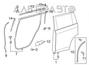 Bare rear left door Toyota Highlander 14-