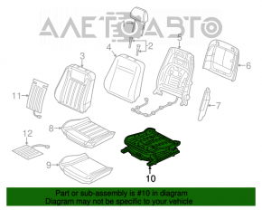 Passenger seat Dodge Charger 11-12 without airbag, mechanical, cloth black