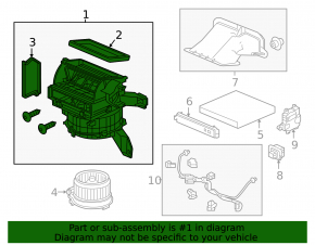 The bare heater housing and fan, right side of a Honda HR-V 16-22.