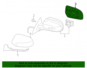 Left mirror element for Subaru Outback 10-14