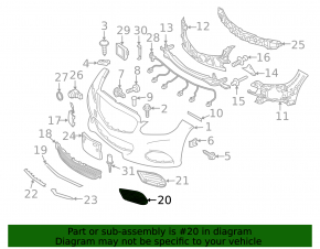 Front bumper grille left Mercedes E-class W212 14-16 AMG pkg