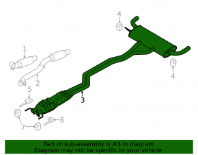 Muffler rear with barrel Ford Edge 15-18 2.7T FWD