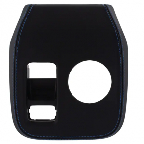 Ford Mustang Mach-E 21-23 Gear Shifter Cover Black Leather with Blue Stitching