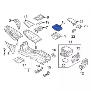 Ford Mustang Mach-E 21-23 Gear Shifter Cover Black Leather with Blue Stitching