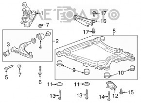 Front subframe lug, rear right, Chevrolet Volt 11-15