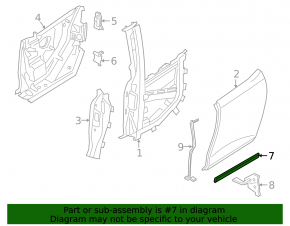 Rear left door seal BMW i3 14-21 bottom