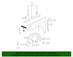 Left wing mount Lexus ES350 07-12 long