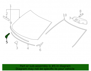 Right windshield wiper seal for Toyota Highlander 2013