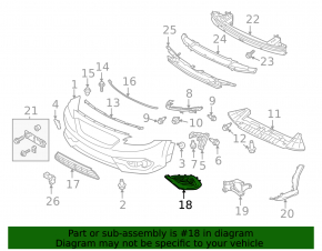 Subaru WRX 2020-2021 front bumper grille, left, under fog lights