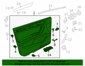 Door trim card front left VW Tiguan 18- cloth, black