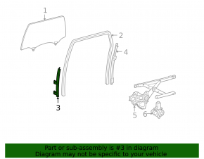 Short rear left door glass guide for Toyota Sequoia 2016