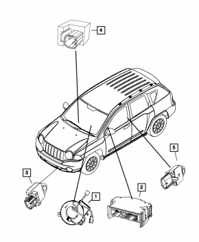 SRS airbag module airbag computer Jeep Compass 11-14