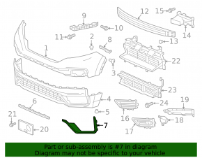 Front bumper molding left Honda CRV 20-22 gray structure