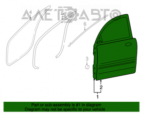 Bare front left door Hyundai Azera 12-17