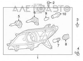Toyota Sienna 11-20 halogen right front headlight