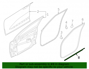 Molding door-glass central front left Kia Niro 17-22 matte