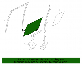 Rear right door glass for a Nissan Leaf 13-17