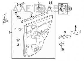Door trim card rear left Honda CRV 12-14 black