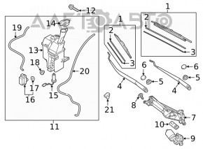 Hyundai Kona 18-23 washer reservoir with cap, sensor and motor