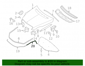 Mercedes R-class W251 06-13 hood release cable