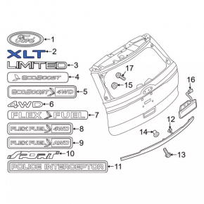 Emblem inscription XLT tailgate Ford Explorer 17-19