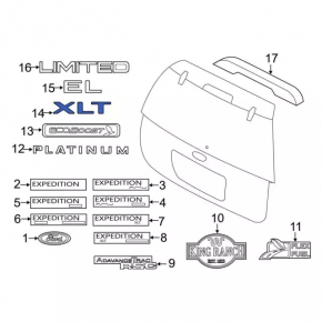 Emblem inscription XLT tailgate Ford Explorer 17-19