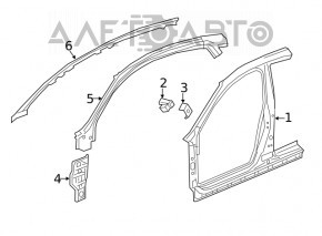 Body pillar central right Honda Civic X FC 16-21 4d sawed off dented