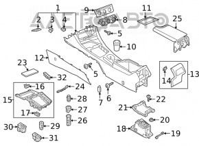Armrest for VW Jetta 19-21, black leather, white stitching