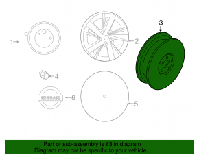 Spare tire space saver Nissan Altima 13-18 R16