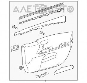 Door trim panel front left Toyota Avalon 13-18 black, under memory