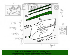 Door trim panel front left Toyota Avalon 13-18 black, under memory