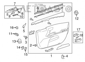 Door trim panel front left Toyota Avalon 13-18 black, under memory