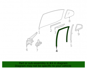 Rear right window seal for Lexus IS 14-20