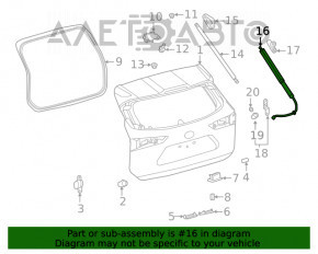 Left tailgate shock absorber Toyota Highlander 20- electric