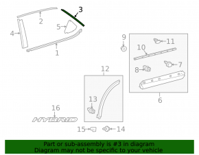 Door molding side rear left Lexus RX350L RX450hL 18-22 long