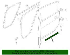 Door seal lower rear left Nissan Leaf 18-