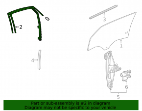 Rear left glass seal Chevrolet Impala 14-20