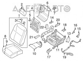 Passenger seat Nissan Altima 13-14 without airbag, mechanical, velour black