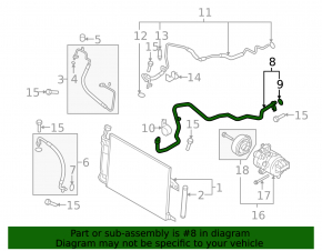 Air conditioning hose compressor-heater second Mazda6 09-13 2.5