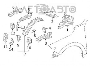 Honda Insight 19-22 front left quarter panel on the body, blue