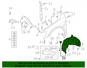 Front right fender liner for Audi E-Tron 19-23
