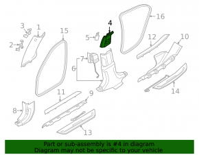 Center pillar trim upper belt left BMW 7 G11 G12 16-22 black