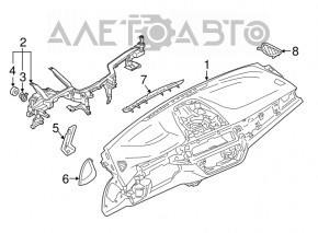 Torpedo front panel with AIRBAG BMW 5 G30 17-23 black with blue, under projection, rusty pyropatron
