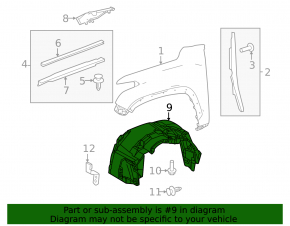 Front right fender liner for Toyota Sequoia 23-26
