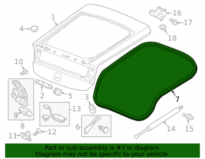 Rubber seal for tailgate Honda CRZ 11-16