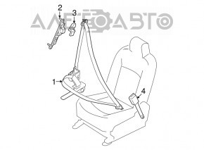 Driver's seat belt Nissan Rogue 14-20 black shot